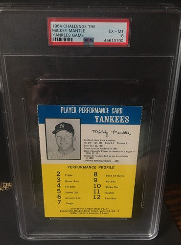 MICKEY MANTLE 1964 Challenge the Yankees Game CARD Psa 6 Mint Nicer BEAUTY Hof