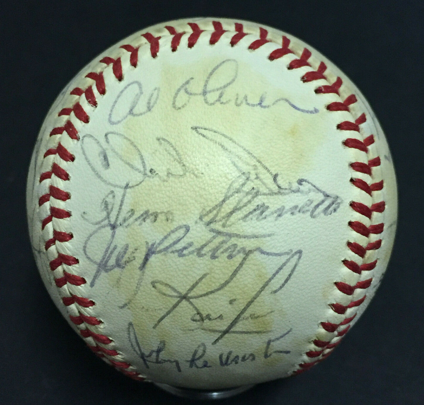 1984 SF Giants signed Official NL Baseball 20 Auto Dusty Baker Al Oliver COA