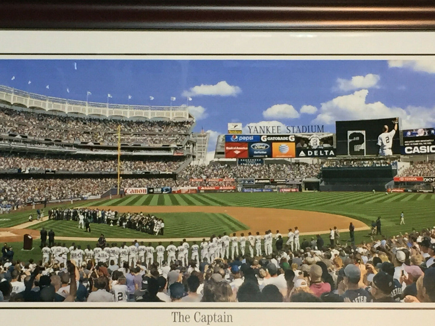 Derek Jeter Day 9/7/14 Framed 16x42 Yankee Stadium Panoramic Photo The Captain
