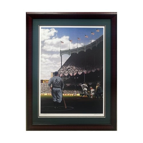 Babe Ruth Lou Gehrig Yankee Stadium 1927 WS Litho Framed LE Bill Purdom Signed