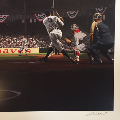 Babe Ruth Lou Gehrig Yankee Stadium 1927 WS Litho Framed LE Bill Purdom Signed