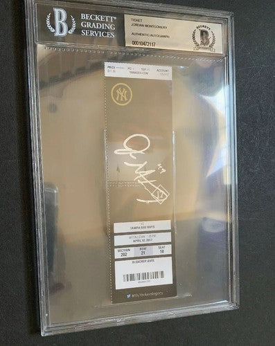 Jordan Montgomery Mlb Debut 2017 Full Ticket Auto Aaron Judge Rookie HR Bas