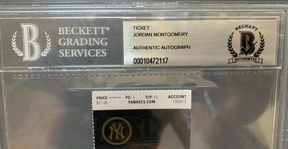 Jordan Montgomery Mlb Debut 2017 Full Ticket Auto Aaron Judge Rookie HR Bas