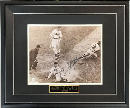 Enos Slaughter Cardinals Signed 8x10 Mad Dash photo framed autograph Hof CBM COA