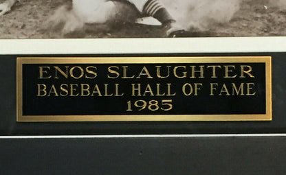 Enos Slaughter Cardinals Signed 8x10 Mad Dash photo framed autograph Hof CBM COA