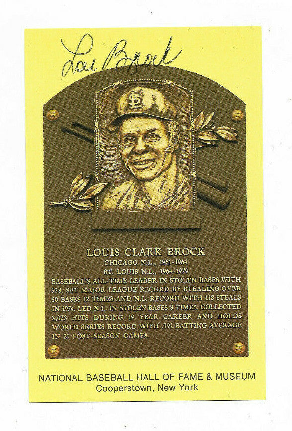 Lou Brock Cardinals Signed Hall of Fame HOF Postcard Autograph CBM COA