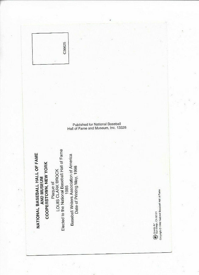 Lou Brock Cardinals Signed Hall of Fame HOF Postcard Autograph CBM COA