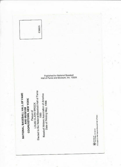 Lou Brock Cardinals Signed Hall of Fame HOF Postcard Autograph CBM COA