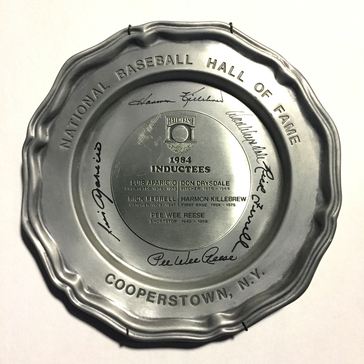 1984 HOF Signed Induction Plate Don Drysdale Pee Wee Reese Killebrew 5 Auto PSA