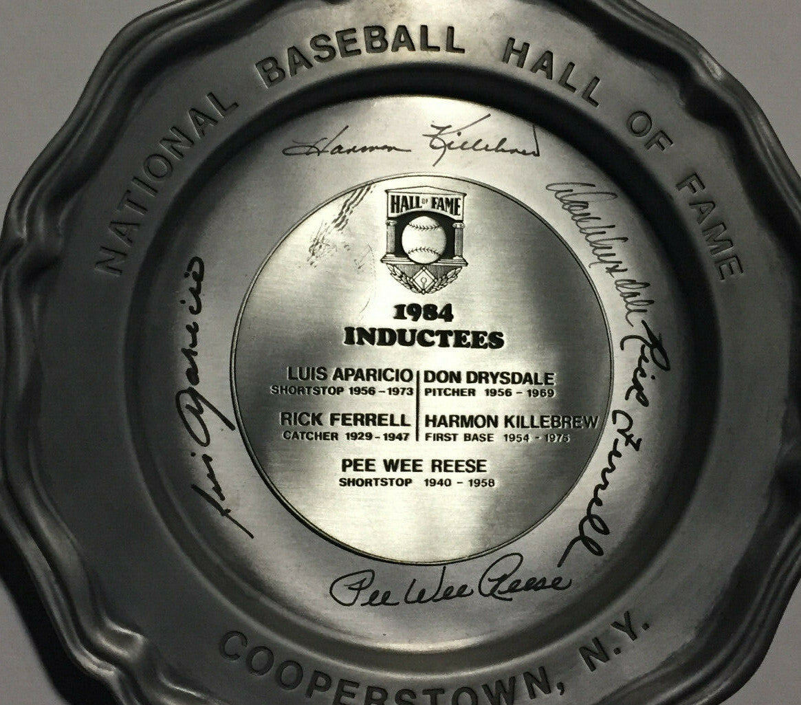 1984 HOF Signed Induction Plate Don Drysdale Pee Wee Reese Killebrew 5 Auto PSA