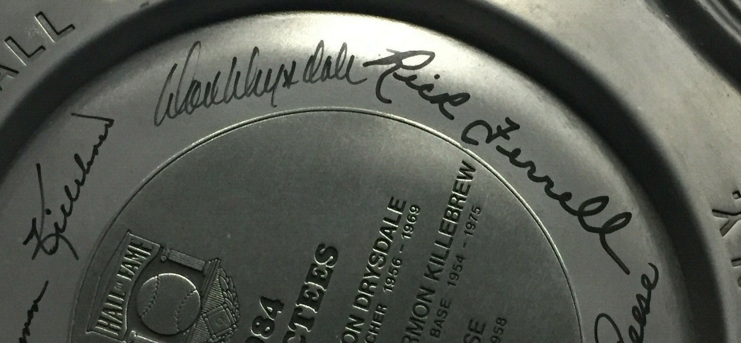 1984 HOF Signed Induction Plate Don Drysdale Pee Wee Reese Killebrew 5 Auto PSA