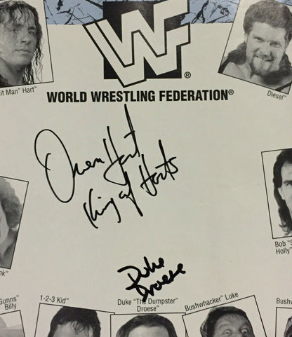 Owen Hart WWF Signed 8x10 photo RARE King of Harts Auto Duke Droese PSA Coa Rare