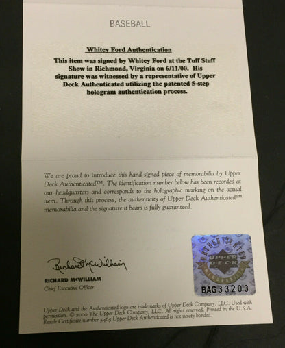 Whitey Ford Ny Yankees Signed Official AL Baseball Autograph HOF UDA COA