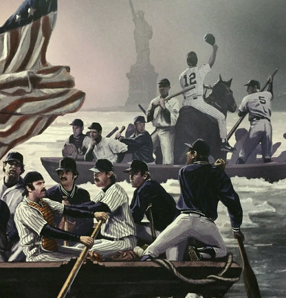 NY YANKEES Crossing The Hudson 16x20 photo framed Derek Jeter Mickey Mantle RUTH