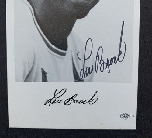 Lou Brock Signed 3X5 Team Issued Photo Post Card Mint Auto HOF Cardinals Psa Coa