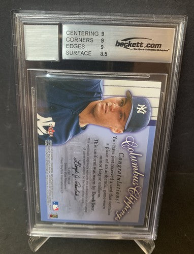 2002 Fleer Legacy Derek Jeter Columbus Clippings Jersey Bgs 10 Auto Mint 9 Card