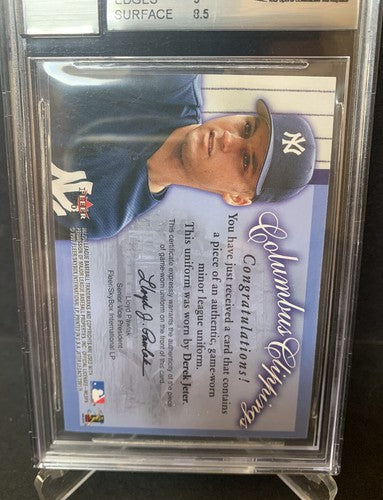 2002 Fleer Legacy Derek Jeter Columbus Clippings Jersey Bgs 10 Auto Mint 9 Card
