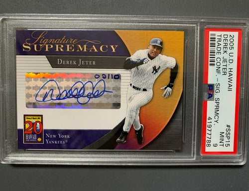 DEREK JETER 2005 ULTIMATE HAWAII Trade Signature Supremacy AUTO 2/10 PSA 9 1/1