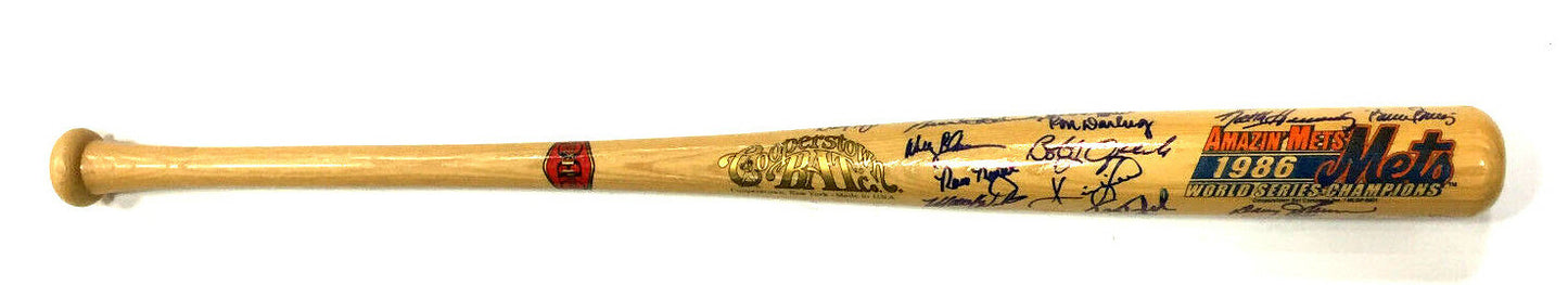 1986 NY Mets WS Team Signed Bat 30 Auto Gary Carter MLB Holo Steiner COA
