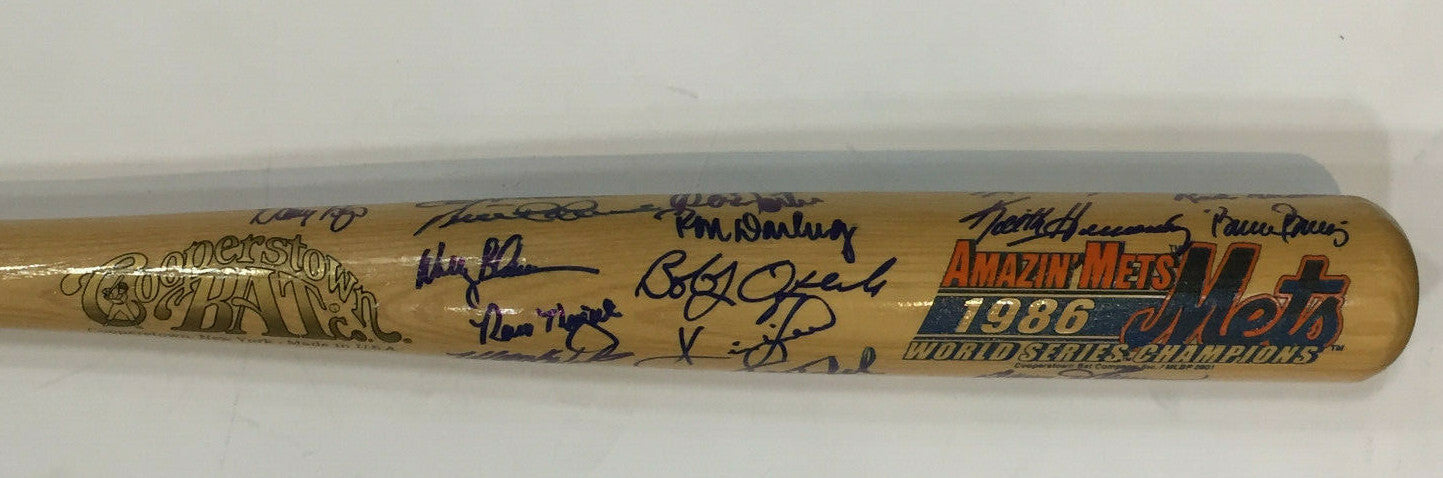 1986 NY Mets WS Team Signed Bat 30 Auto Gary Carter MLB Holo Steiner COA