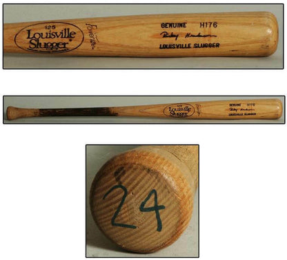 Rickey Henderson Game Used 1985 Yankees H176 LS Baseball Bat Rare PSA LOA