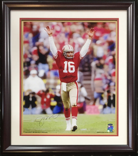 Joe Montana 49ers signed 16x20 Arms Up Catch photo Framed Autograph HOF Steiner
