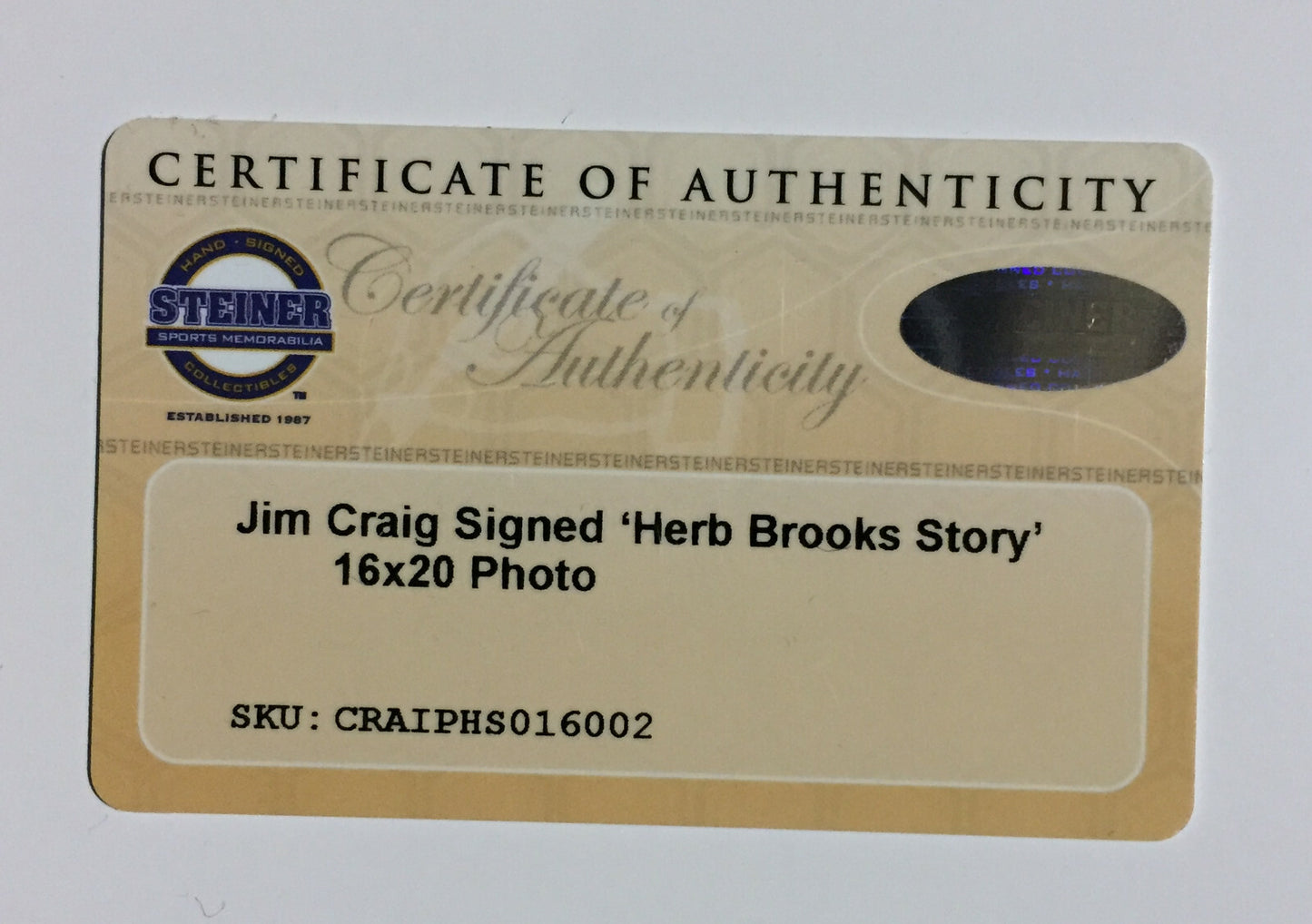 Jim Craig Signed INS 16x20 1980 Olympic Gold Story Photo Framed Auto Steiner COA