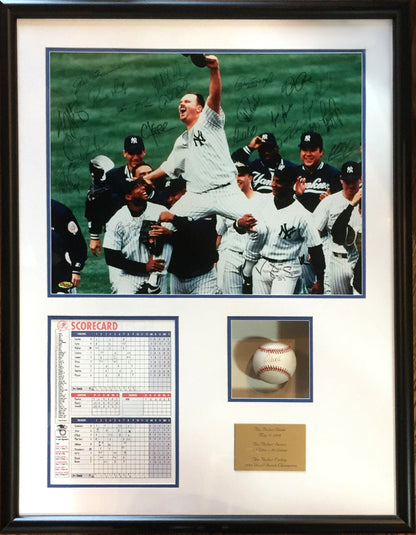 1998 Yankees Signed David Wells Baseball PG Photo framed 23 Auto Jeter Steiner