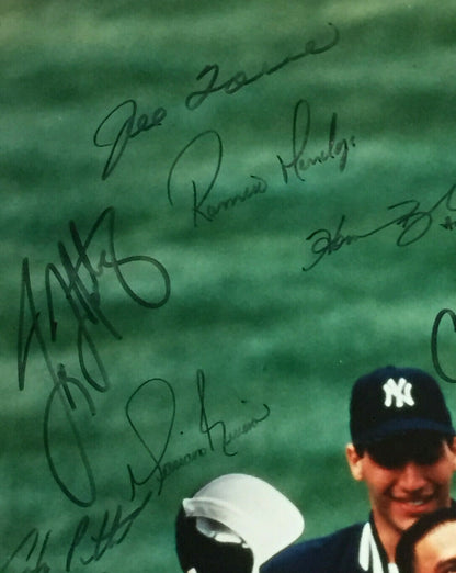 1998 Yankees Signed David Wells Baseball PG Photo framed 23 Auto Jeter Steiner