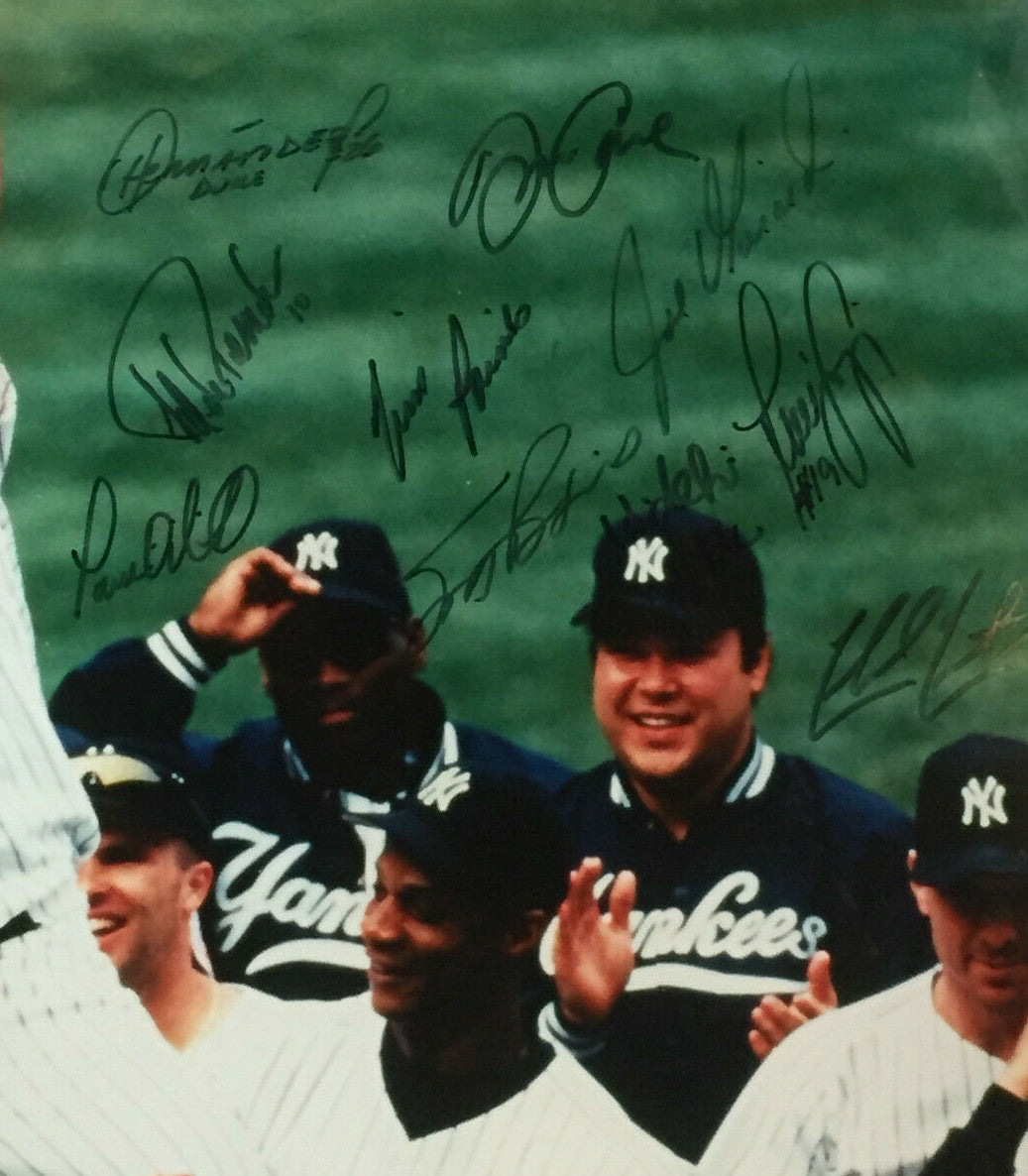 1998 Yankees Signed David Wells Baseball PG Photo framed 23 Auto Jeter Steiner