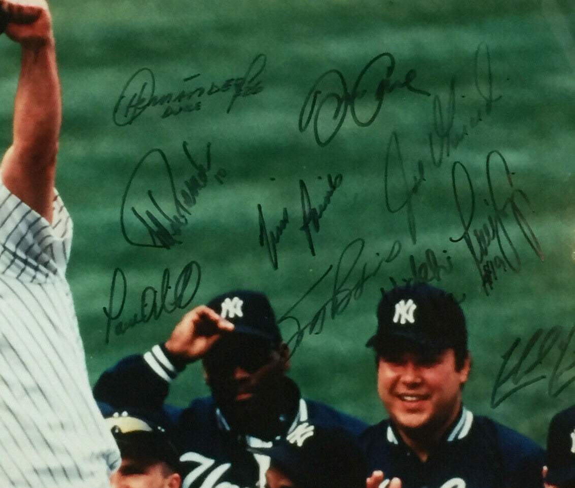1998 Yankees Signed David Wells Baseball PG Photo framed 23 Auto Jeter Steiner