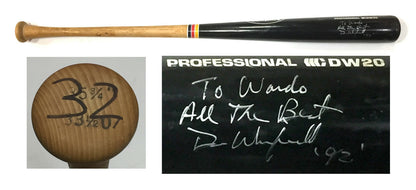 Dave Winfield Signed Game Used 1992 Cooper Bat Blue Jays To Duane Ward Auto COA