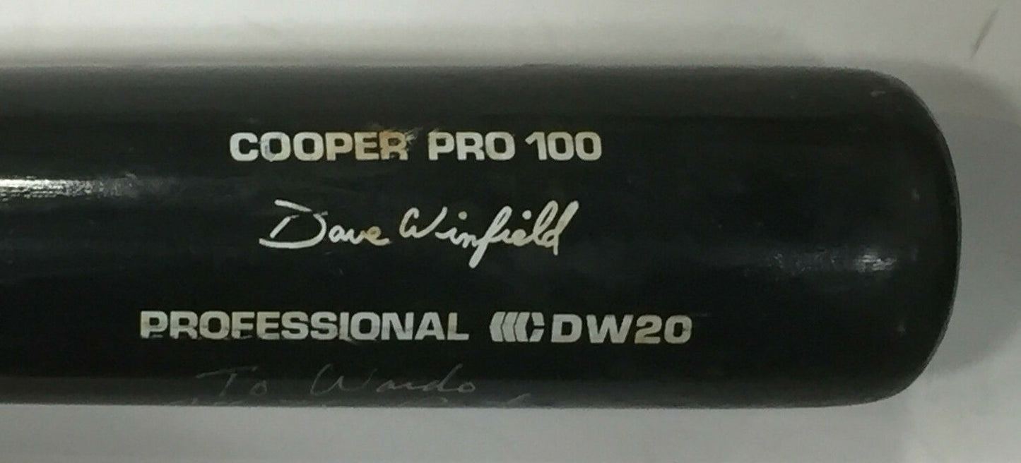 Dave Winfield Signed Game Used 1992 Cooper Bat Blue Jays To Duane Ward Auto COA