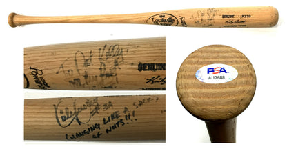 Kirby Puckett Signed Game Used Bat P339 Hanging Like a Sack of Nuts Auto PSA Coa