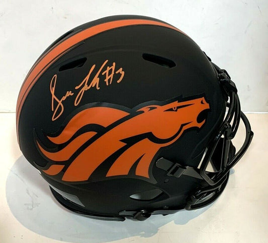 Drew Lock Signed Broncos Pro Speed Authentic Eclipse Helmet FS autograph JSA COA