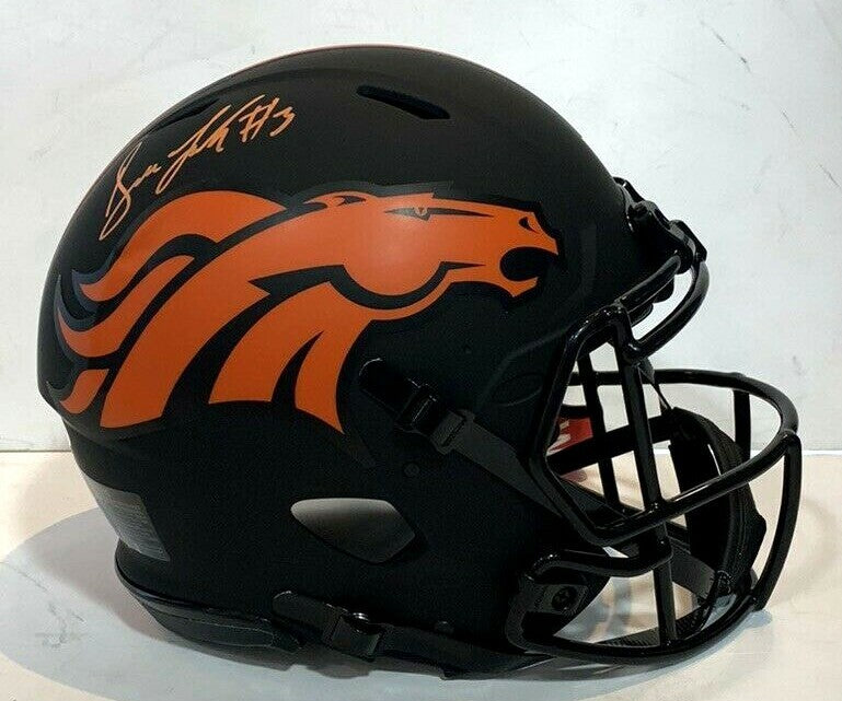 Drew Lock Signed Broncos Pro Speed Authentic Eclipse Helmet FS autograph JSA COA