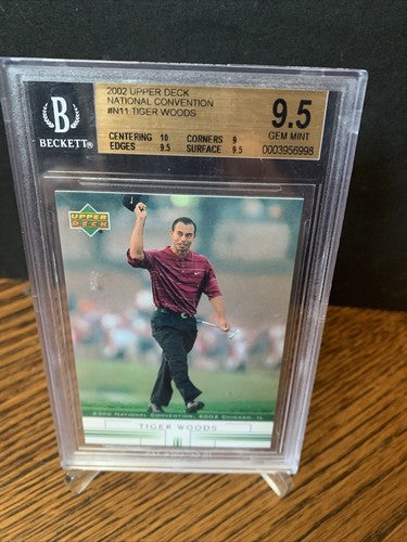2002 Tiger Woods Upper Deck NATIONAL PROMO CARD BGS 9.5 GEM MINT 10 Centering