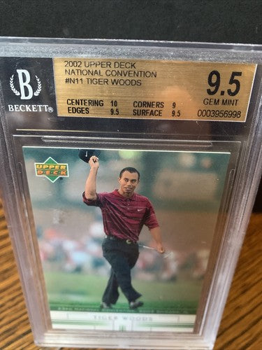2002 Tiger Woods Upper Deck NATIONAL PROMO CARD BGS 9.5 GEM MINT 10 Centering