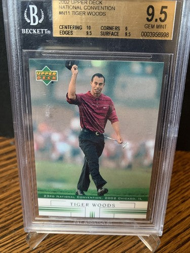 2002 Tiger Woods Upper Deck NATIONAL PROMO CARD BGS 9.5 GEM MINT 10 Centering