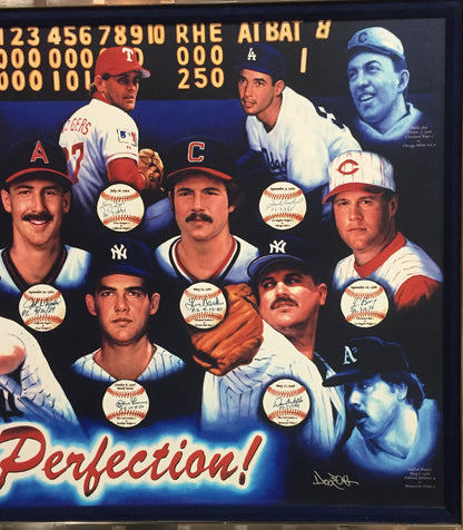 Perfect Game Signed Doo S Oh framed Canvas 10 Auto Sandy Koufax Don Larsen COA