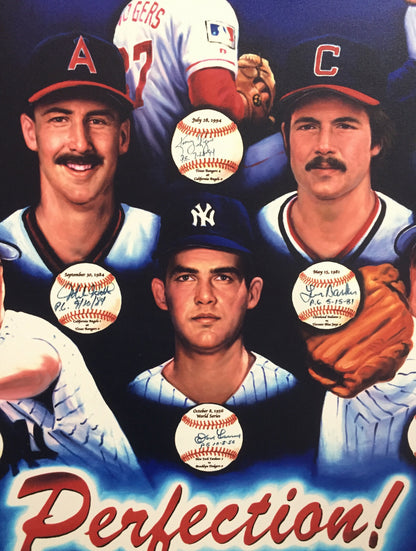 Perfect Game Signed Doo S Oh framed Canvas 10 Auto Sandy Koufax Don Larsen COA