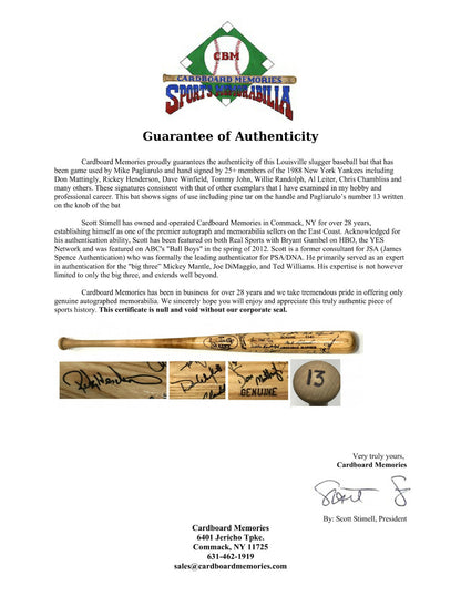 1988 Yankees Team Signed game used Bat Rickey Henderson Don Mattingly Winfield