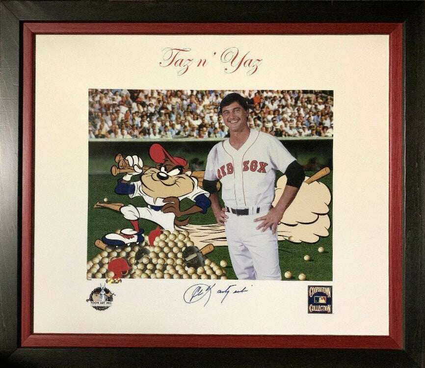 Carl Yastrzemski Red Sox Signed Taz n' Yaz Photo Framed Auto Toon Art COA LE/250