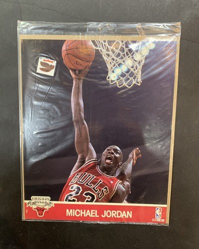 MICHAEL JORDAN 1990 Hoops 8x10 Photo Card Nba Slam Dunk Chicago Bulls Sealed