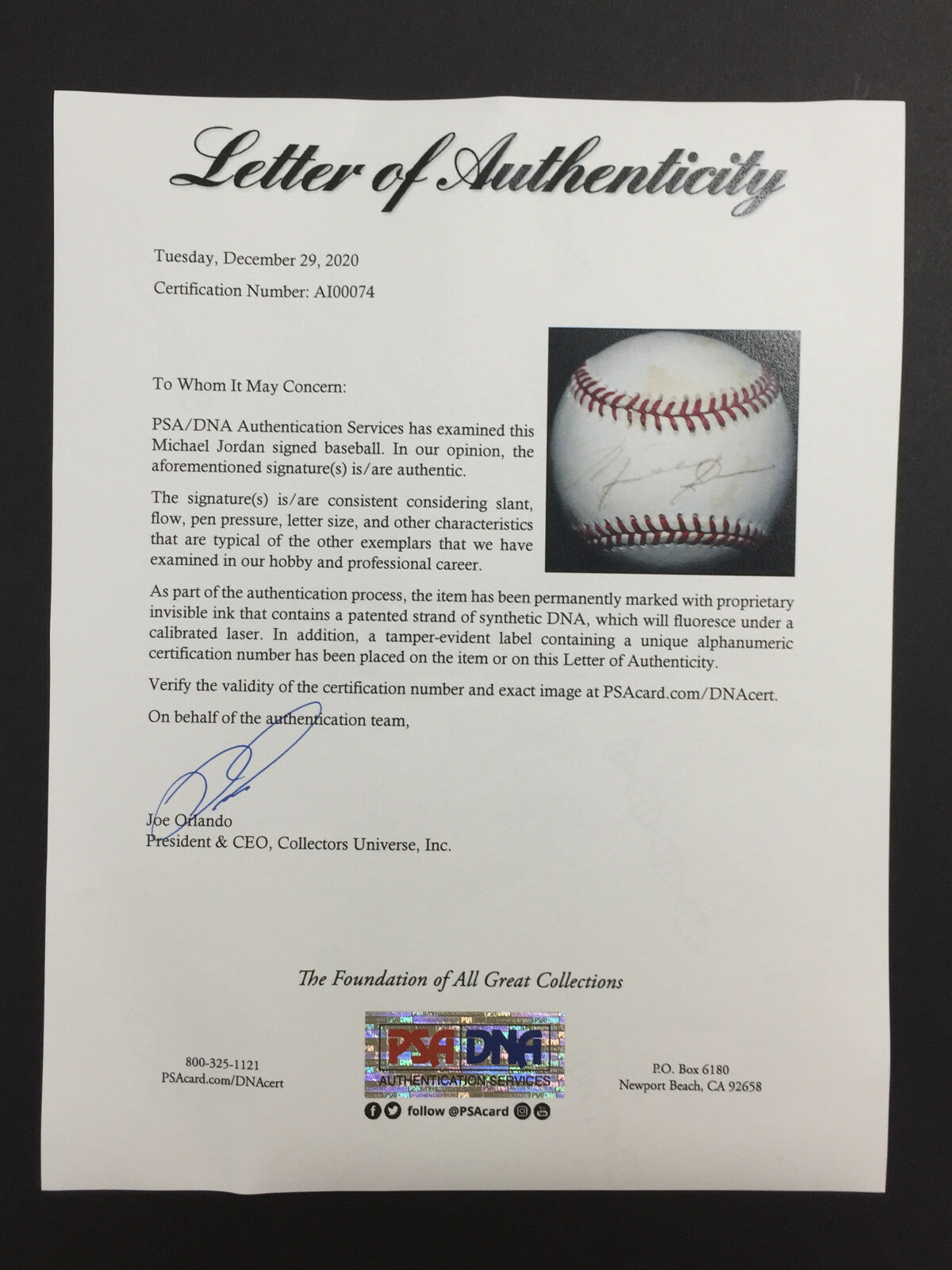 Michael Jordan Bulls Signed Game Used Official AL Baseball Autograph HOF PSA LOA