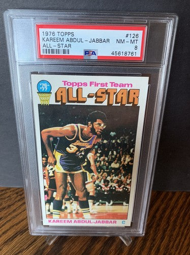 1976-77 TOPPS BASKETBALL #126 KAREEM ABDUL JABBAR Psa 8 Mint LAKERS All Star Hof