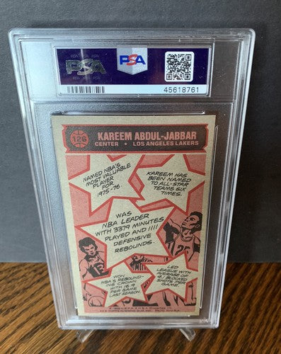 1976-77 TOPPS BASKETBALL #126 KAREEM ABDUL JABBAR Psa 8 Mint LAKERS All Star Hof