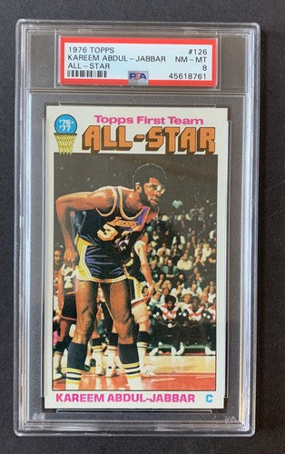 1976-77 TOPPS BASKETBALL #126 KAREEM ABDUL JABBAR Psa 8 Mint LAKERS All Star Hof