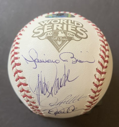 YANKEES CORE 4 SIGNED 2009 Ws Baseball Derek JETER RIVERA Posada   Auto Steiner