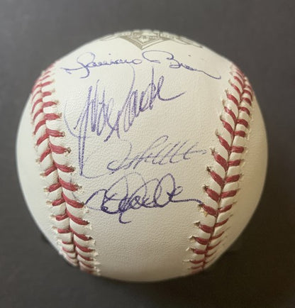 YANKEES CORE 4 SIGNED 2009 Ws Baseball Derek JETER RIVERA Posada   Auto Steiner